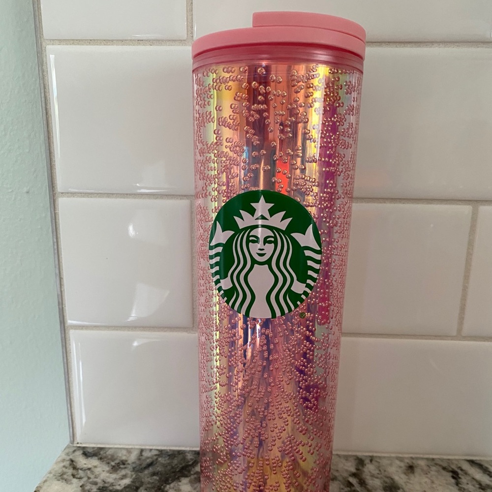 Starbucks pink bubble holiday 2020 cup
